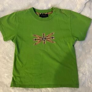 Burberry Lime Green Tee with Iconic Plaid Logo